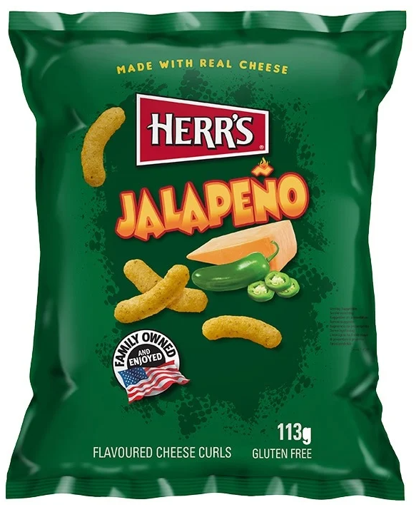 Herr's Jalapeno Cheese Curls (12 x 113g)